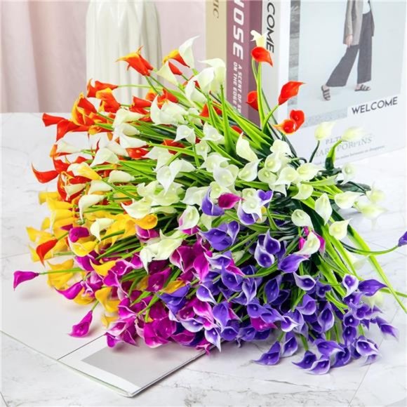 20Bundles Artificial Flowers for Outdoors Fake Calla Lily Flowers Plant, A-multi - Picture 4 of 7